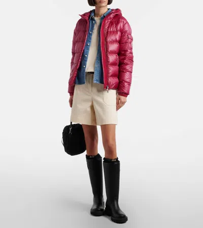 Moncler Glesse Short Padded Jacket With Hood In Red In Red