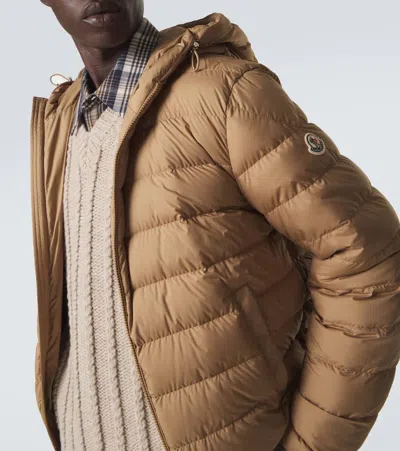Moncler Cropped Down Jacket In Brown