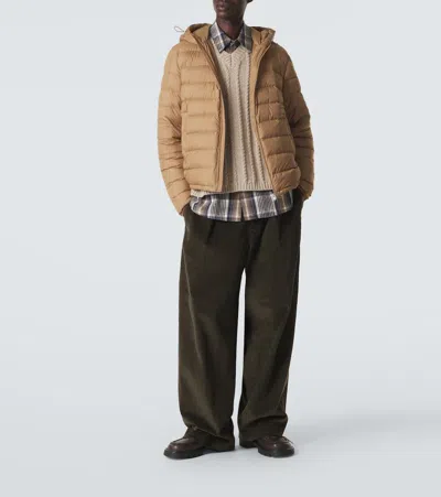Moncler Cropped Down Jacket In Brown