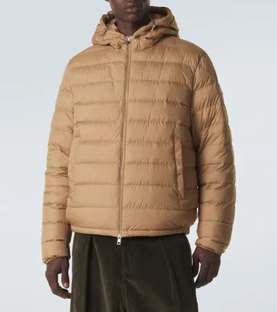 Moncler Cropped Down Jacket In Brown