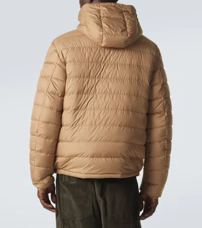 Moncler Cropped Down Jacket In Brown