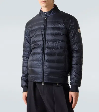 Moncler Navy Blue Nylon Rigel Down Jacket In Blue