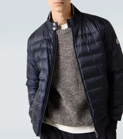 Moncler Navy Blue Nylon Rigel Down Jacket In Blue