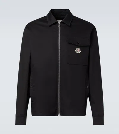 Moncler Cotton Stretch Garbardine Zip-up Shirt Jacket In Navy