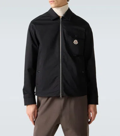 Moncler Cotton Stretch Garbardine Zip-up Shirt Jacket In Navy