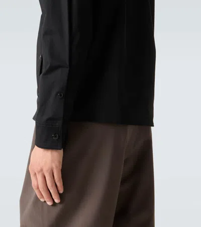 Moncler Cotton Stretch Garbardine Zip-up Shirt Jacket In Navy