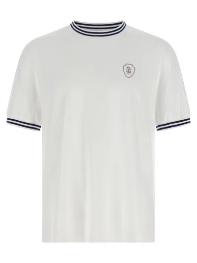 Brunello Cucinelli Solomeo Coat Of Arms T-shirt White In Gray