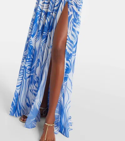 Alexandra Miro Jaimee High-rise Printed Maxi Skirt In Blue