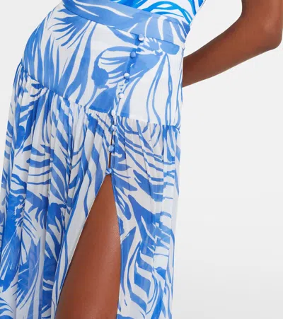 Alexandra Miro Jaimee High-rise Printed Maxi Skirt In Blue