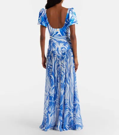 Alexandra Miro Jaimee High-rise Printed Maxi Skirt In Blue