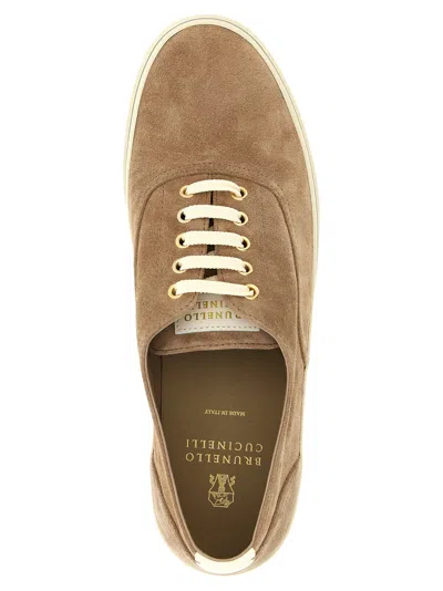 Brunello Cucinelli Beige Suede Sneakers