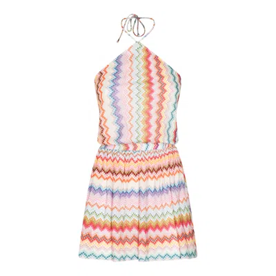 Missoni Mare Metallic Crochet-knit Halterneck Playsuit In Multi