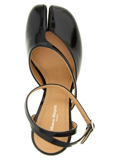 Maison Margiela Tabi Sandals In Brushed Leather In Black