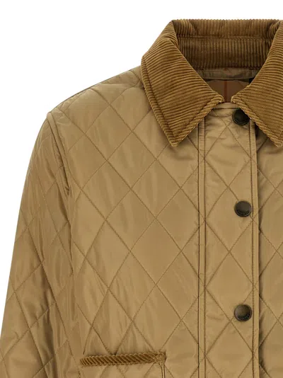 Burberry Cropped Quilted Nylon Jacket In Brown