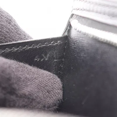 Pre-owned Hermes Black Box Calf Leather Long Wallet (bi-fold) ()