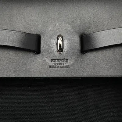 Pre-owned Hermes Black Toile Officier Leather Backpack ()