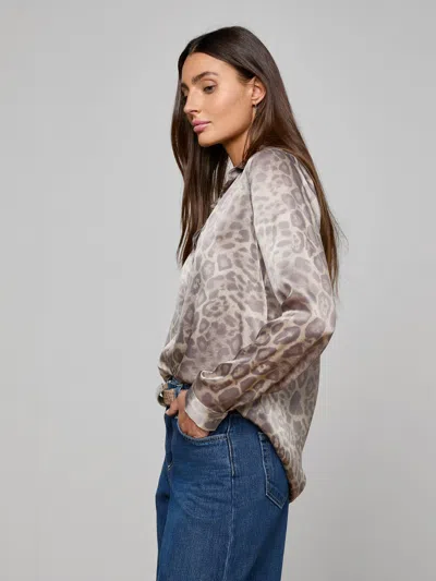 L'agence Tyler Long Sleeve Blouse Grey Patch Leopard In Neutral