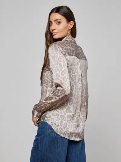 L'agence Tyler Long Sleeve Blouse Grey Patch Leopard In Neutral