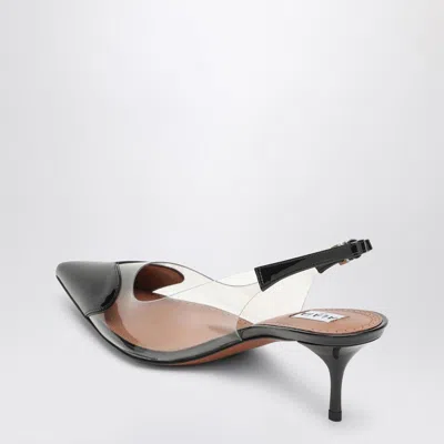 Alaïa Le Coeur Black Patent Leather High Slingback In Animal Print