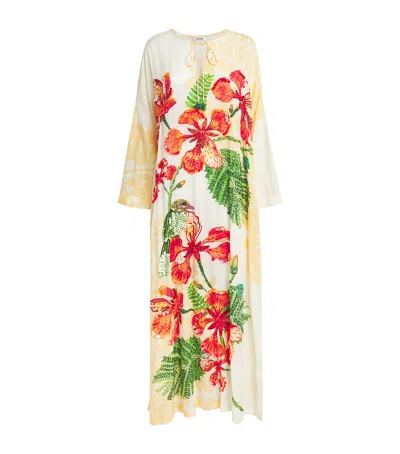 Verandah Embellished Gulmohar Maxi Kaftan Dress In Multi