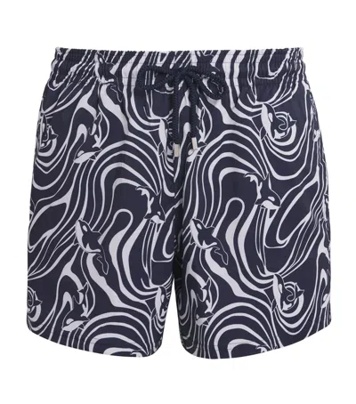 Vilebrequin Moorise Straight-leg Mid-length Printed Swim Shorts In Blue