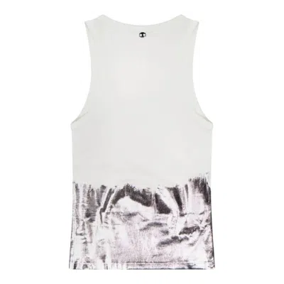 Rabanne Sleeveless Coast Tank Top With Silver Foil And Piercing Details In White
