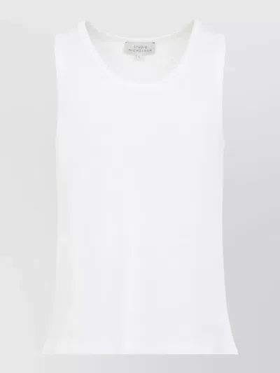 Studio Nicholson Razim Vest Ribbed Texture Round Neckline In White