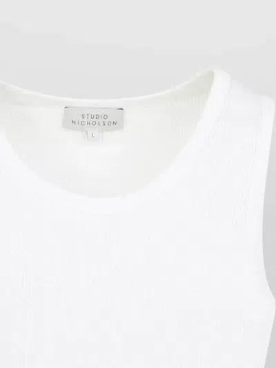 Studio Nicholson Razim Vest Ribbed Texture Round Neckline In White