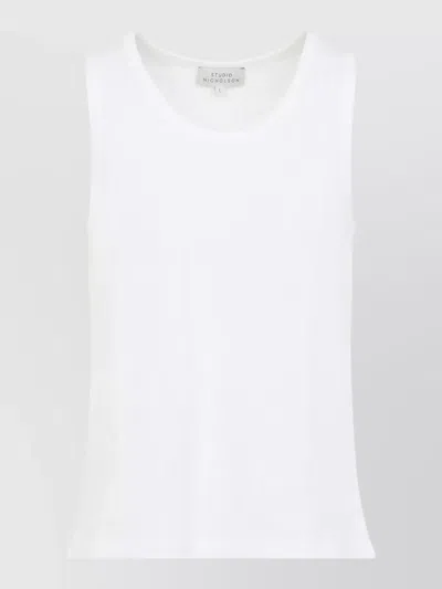 Studio Nicholson Razim Vest Ribbed Texture Round Neckline In White