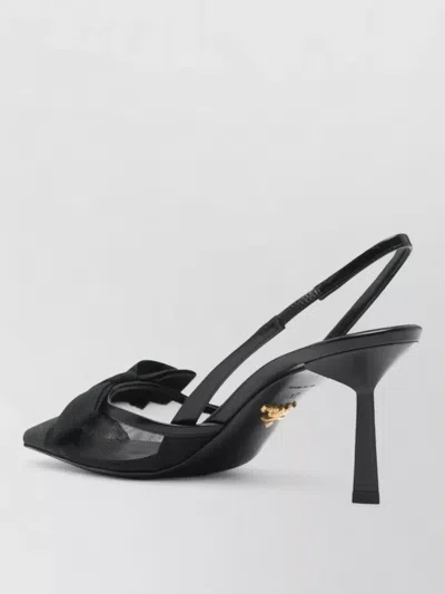 Prada Mesh Slingback Pumps Featuring Bow Detail In Black