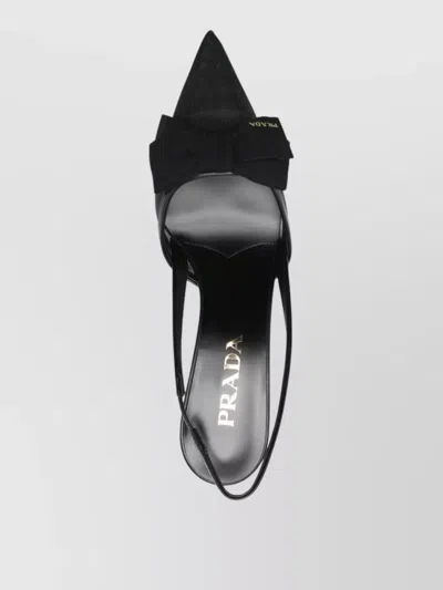 Prada Mesh Slingback Pumps Featuring Bow Detail In Black