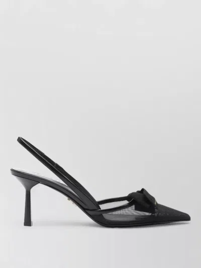 Prada Mesh Slingback Pumps Featuring Bow Detail In Black