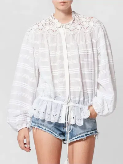 Isabel Marant Étoile Isabel Marant Etoile Women 'polly' White Blouse With Choker Neckline And Adjustable Waist With Draws