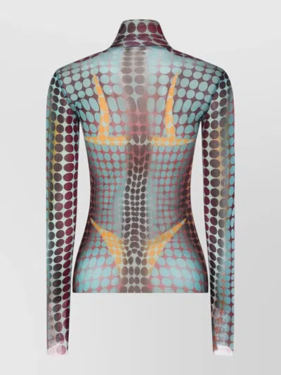 Jean Paul Gaultier Sheer Turtleneck Top Long Sleeves Design In Multi