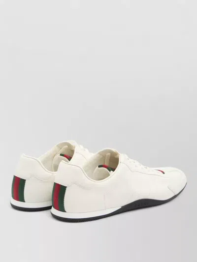 Gucci White Calf Leather Bos Taurus Low Top Sneakers In White