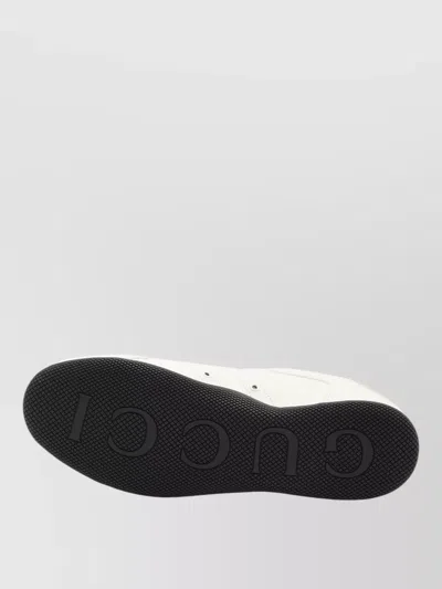 Gucci White Calf Leather Bos Taurus Low Top Sneakers In White