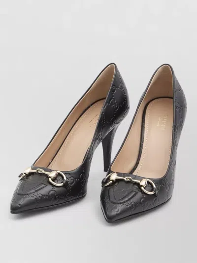 Gucci Calf Leather Bos Taurus Mid Heel Pumps In Animal Print