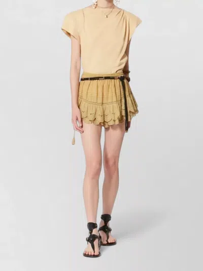 Isabel Marant Étoile Layered Mesh Skirt Embroidered Ruffles Tassels In Neutral