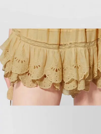 Isabel Marant Étoile Layered Mesh Skirt Embroidered Ruffles Tassels In Neutral
