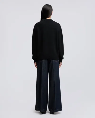 Aspesi Crewneck Sweater In Cotton, Hemp And Wool Blend In Black