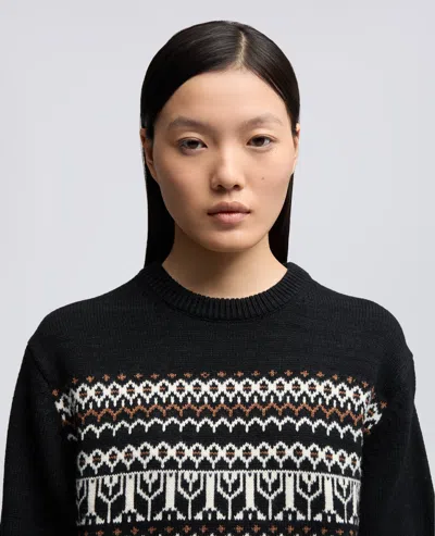 Aspesi Crewneck Sweater In Cotton, Hemp And Wool Blend In Black