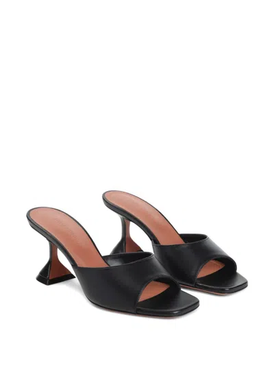 Amina Muaddi Black Nappa Leather Lupita 70 Slippers In Multi