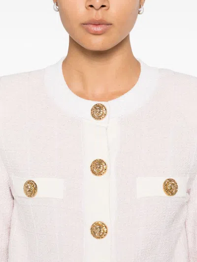 Balmain Light Tweed Button Cardigan In Neutral