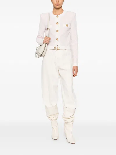 Balmain Light Tweed Button Cardigan In Neutral