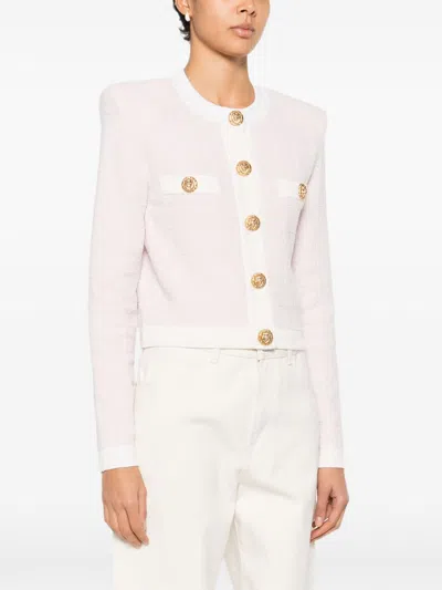 Balmain Light Tweed Button Cardigan In Neutral