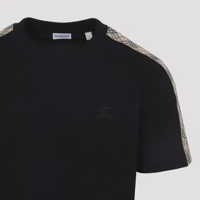 Burberry Ekd Embroidered Checked-band T-shirt In Black