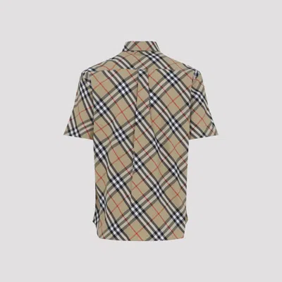Burberry Cotton Shirt With Checked Pattern And Pockets In Multi