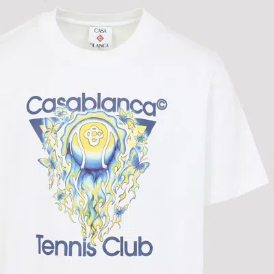 Casablanca Men White Crewneck T-shirt With Logo Print On The Front In Cotton Man