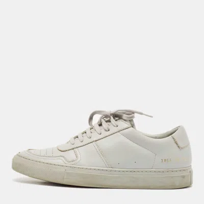 Common Projects Light Grey Leather Bball Low Top Bumpy Sneakers In Gray