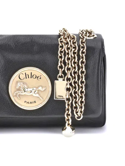 Chloé Heritage Small Crossbody Bag In Grained Leather In Black